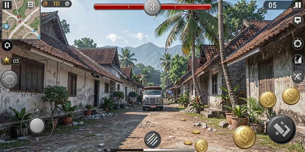 Grafis yang cerah dan penuh warna.